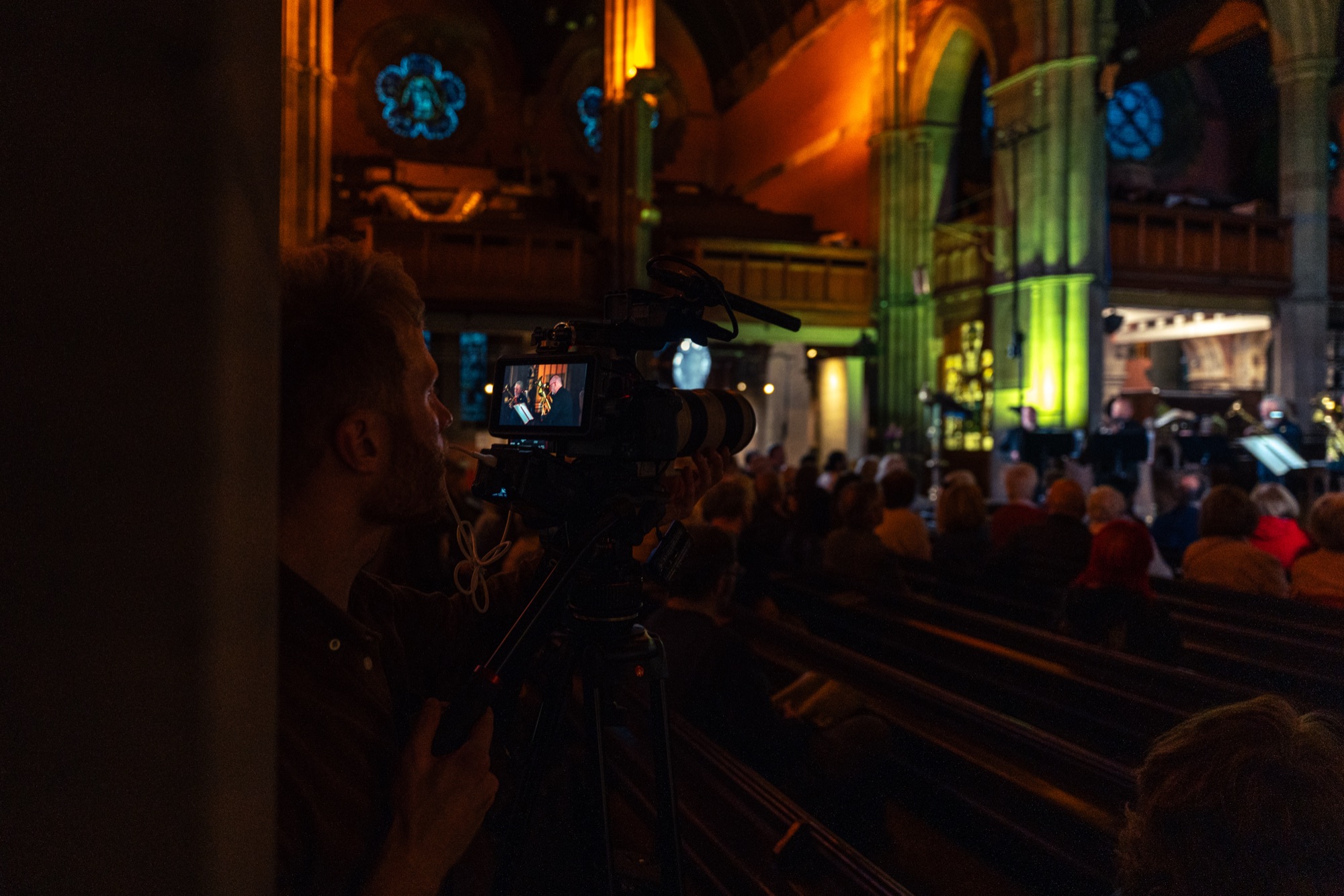 Live concert recording session at a Scottish concert hall